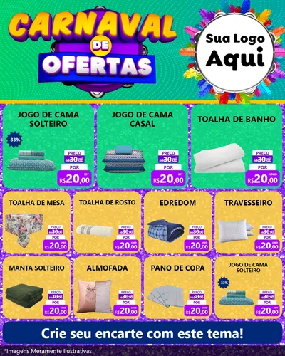 Modelo de Rede Social para Feed Instagram com o tema Carnaval de Ofertas para Cama, Mesa e Banho