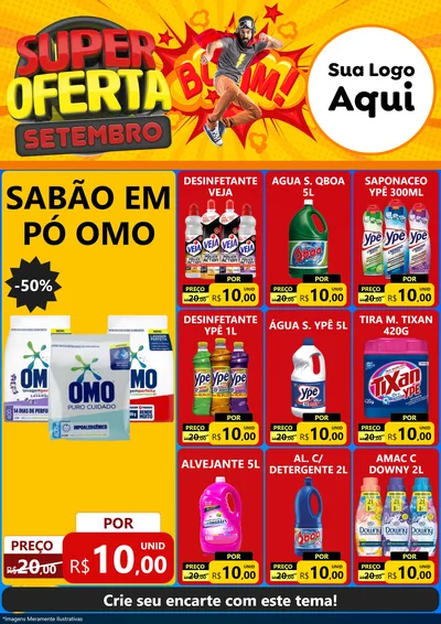 Modelo de Encarte para Encarte A4 Vertical com o tema Super Oferta Setembro para Produtos de Limpeza