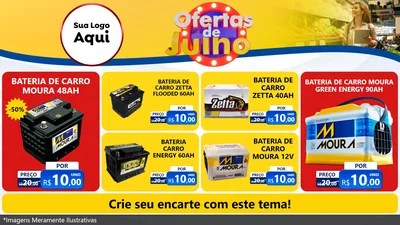 Modelo de TV para TV Horizontal com o tema Ofertas de Julho para Baterias Elétricas