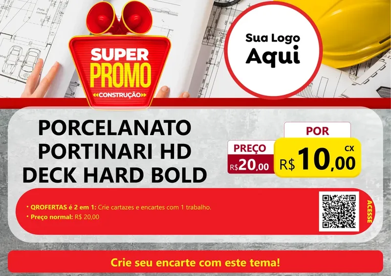 Modelo de Cartaz para Cartaz A4 Horizontal com o tema Super Promoção Construção para Pisos e revestimentos