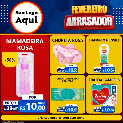 Modelo de Rede Social para Feed Facebook com o tema Fevereiro Arrasador para Bebês