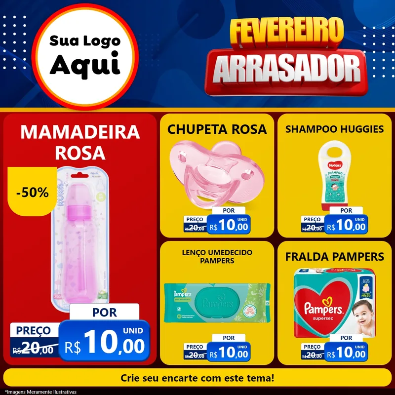 Modelo de Rede Social para Feed Facebook com o tema Fevereiro Arrasador para Bebês