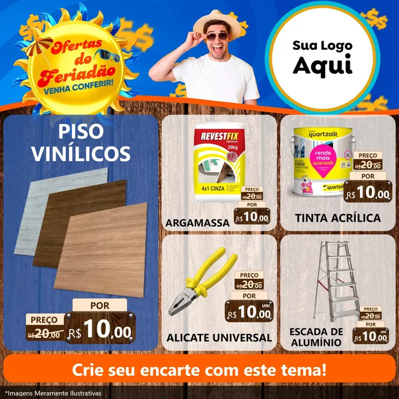 Modelo de Rede Social para Feed Facebook com o tema Ofertas do Feriadão para Material para Construção