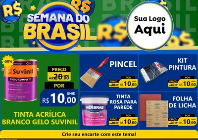 Modelo de Encarte para Encarte A4 Horizontal com o tema Semana Do Brasil para Tintas e Ferramentas