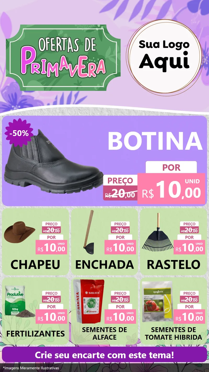 Modelo de Rede Social para Stories com o tema Ofertas de Primavera para Agropecuária