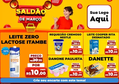 Modelo de Encarte para Encarte A4 Horizontal com o tema Saldão de Março para Frios e Laticínios