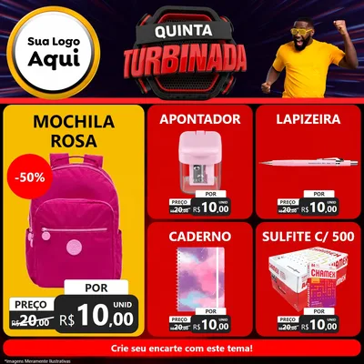 Modelo de Rede Social para Feed Facebook com o tema Quinta Turbinada para Papelaria