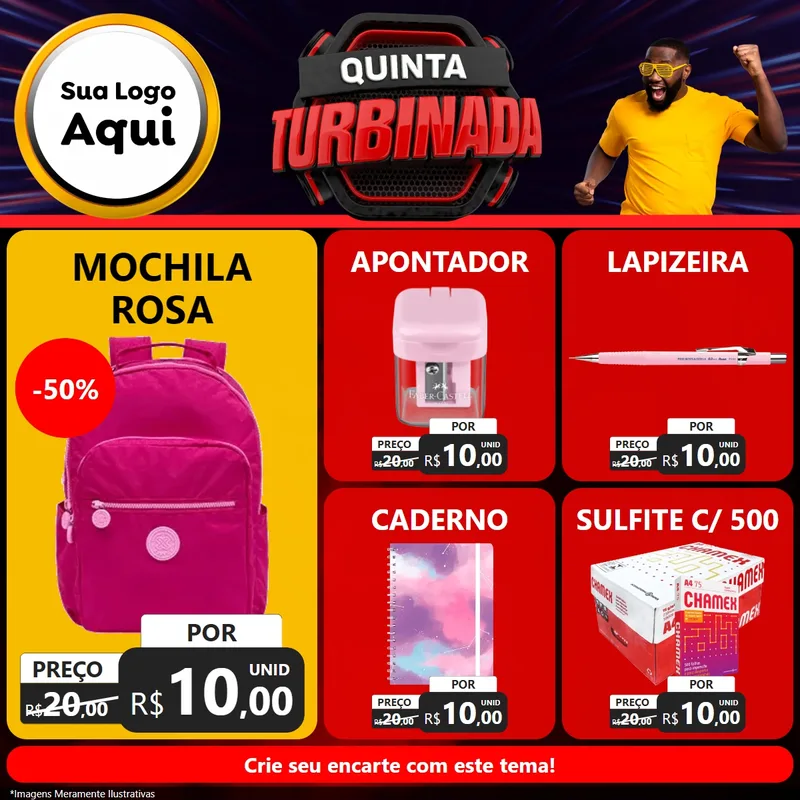 Modelo de Rede Social para Feed Facebook com o tema Quinta Turbinada para Papelaria