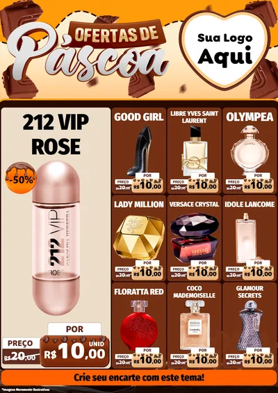 Modelo de Encarte para Encarte A4 Vertical com o tema Ofertas de Páscoa para Perfumes