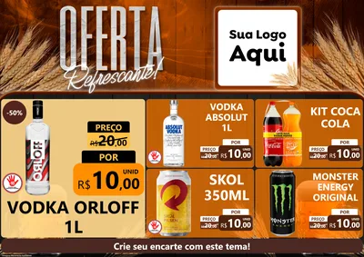 Modelo de Encarte para Encarte A4 Horizontal com o tema Oferta Refrescante! para Distribuidora de bebidas