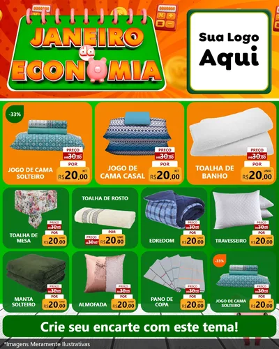 Modelo de Rede Social para Feed Instagram com o tema Janeiro da Economia para Cama, Mesa e Banho