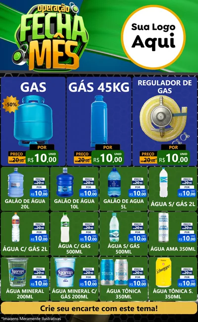 Modelo de Encarte para Encarte Grande com o tema Operação Fecha Mês para Água e gás