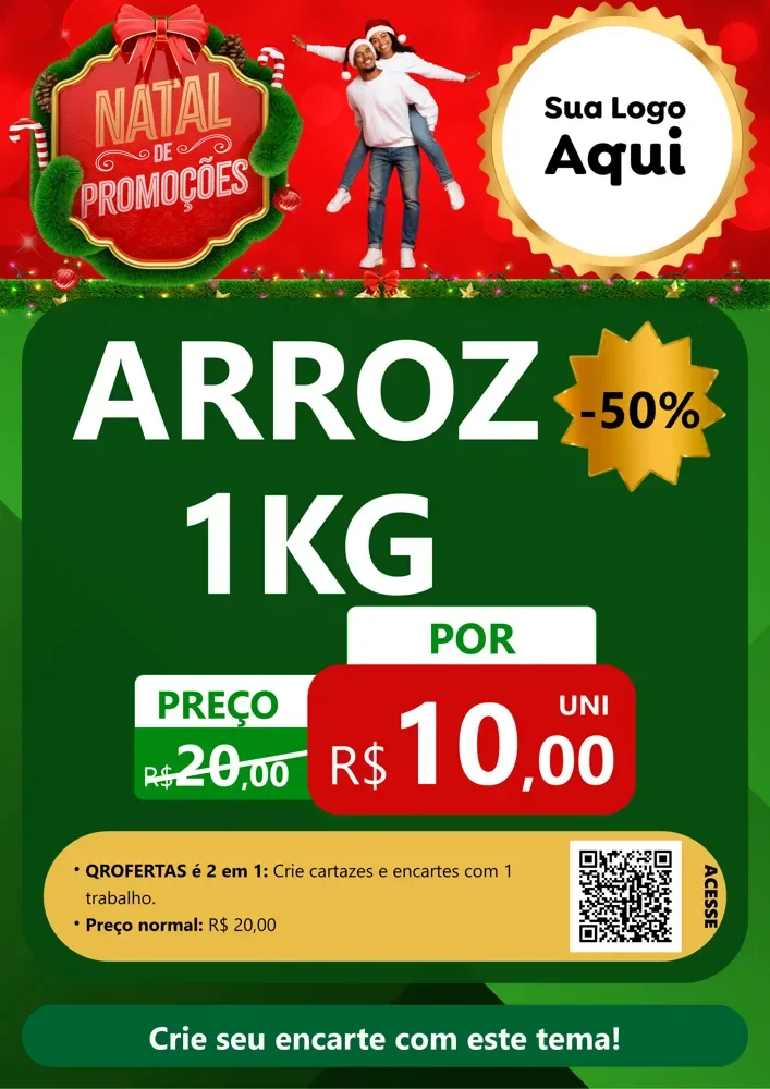 Modelo de Cartaz para Cartaz A4 Vertical com o tema Natal de Promoções para Supermercado