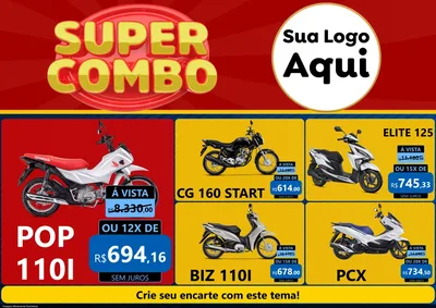 Modelo de Encarte para Encarte A4 Horizontal com o tema Super Combo para Concessionaria de Motos