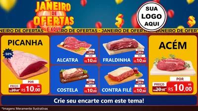 Modelo de TV para TV Horizontal com o tema Janeiro de Ofertas É Aqui! para Açougue
