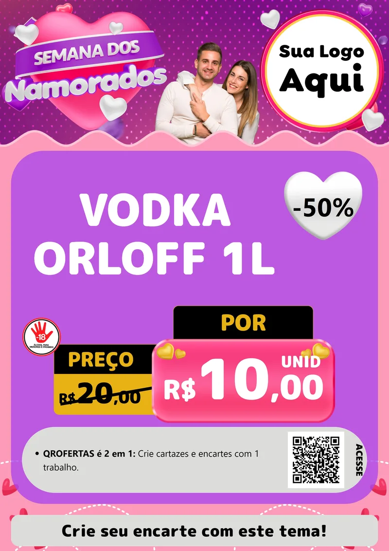 Modelo de Cartaz para Cartaz A4 Vertical com o tema Semana dos Namorados para Distribuidora de bebidas