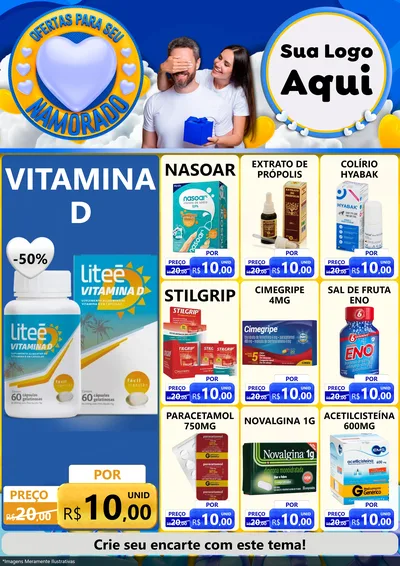Modelo de Encarte para Encarte A4 Vertical com o tema Ofertas Para Seu Namorado para Farmácia