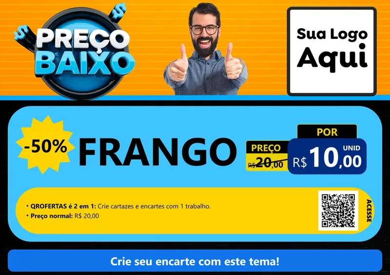 Modelo de Cartaz para Cartaz A4 Horizontal com o tema Preço Baixo para Assados