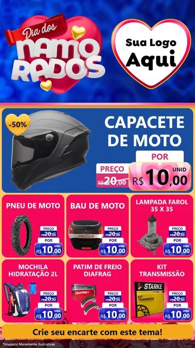 Modelo de Rede Social para Stories com o tema Dia dos namorados para Moto peças