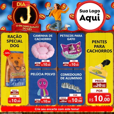 Modelo de Rede Social para Feed Facebook com o tema Dia J - O Dia Mais Barato Do Mês para Pet Shop