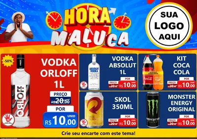 Modelo de Encarte para Encarte A4 Horizontal com o tema Hora Maluca para Distribuidora de bebidas