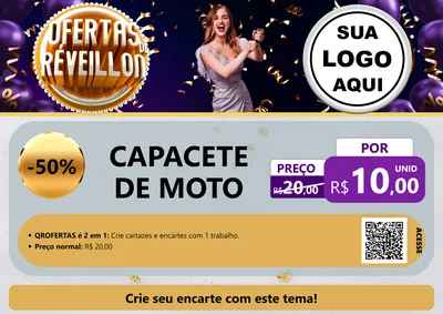 Modelo de Cartaz para Cartaz A4 Horizontal com o tema Ofertas de Réveillon para Moto peças
