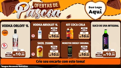 Modelo de TV para TV Horizontal com o tema Ofertas de Páscoa para Distribuidora de bebidas