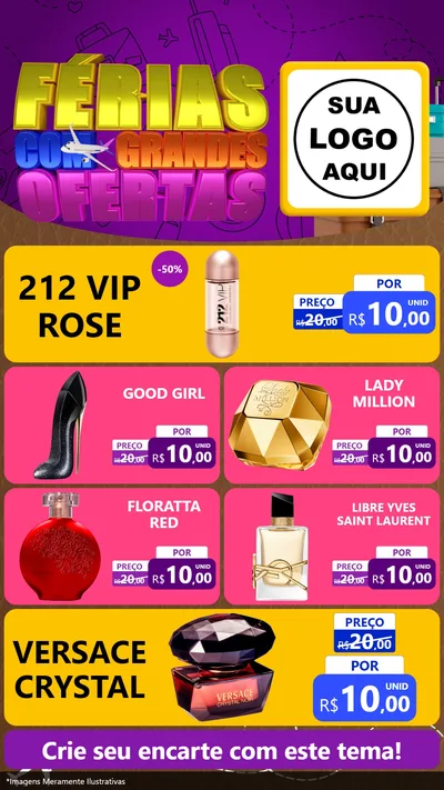 Modelo de TV para TV Vertical com o tema Férias com Grandes Ofertas para Perfumes