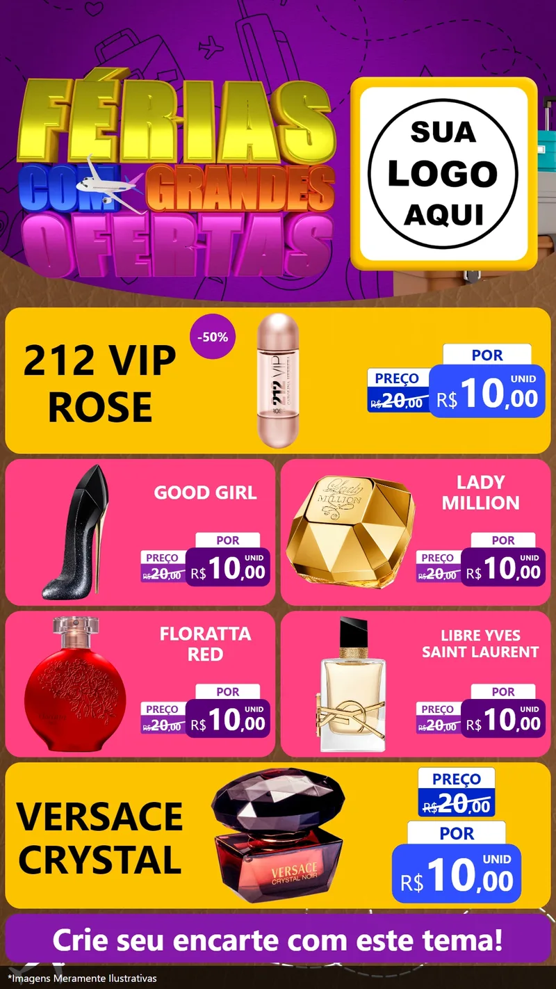 Modelo de TV para TV Vertical com o tema Férias com Grandes Ofertas para Perfumes