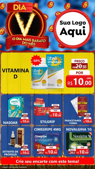 Modelo de Rede Social para Stories com o tema Dia V - O Dia Mais Barato Do Mês para Farmácia