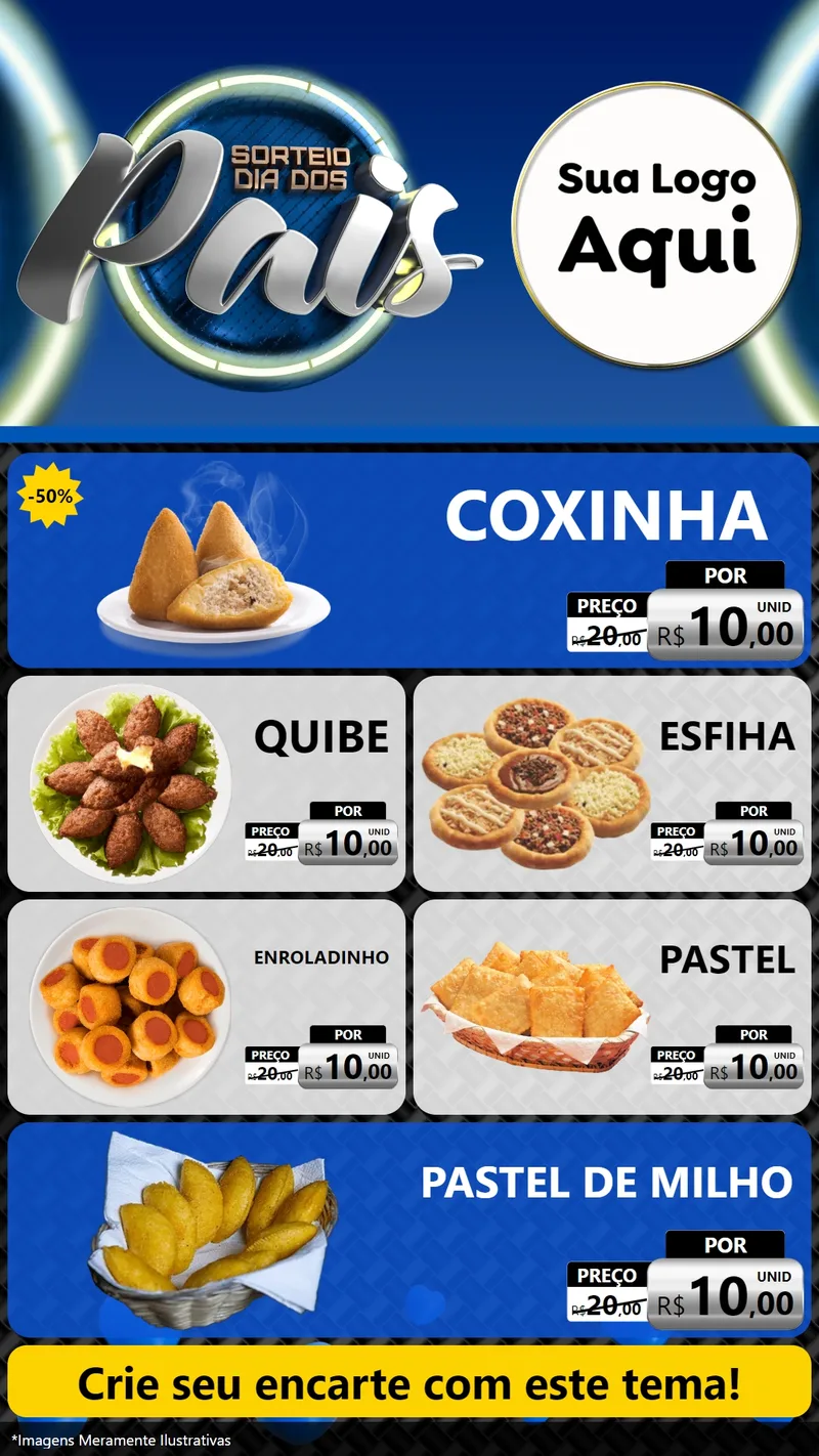 Modelo de TV para TV Vertical com o tema Sorteio Dia Dos Pais para Salgadaria