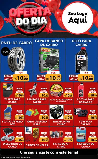 Modelo de Encarte para Encarte Grande com o tema Oferta do Dia para Auto peças