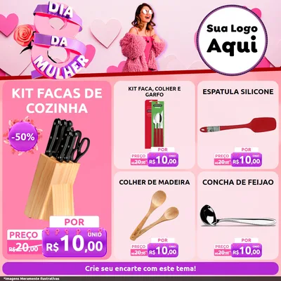 Modelo de Rede Social para Feed Facebook com o tema Dia da Mulher para Utilidades Domésticas