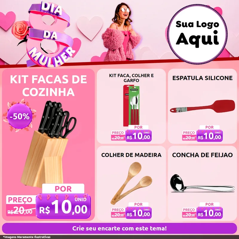 Modelo de Rede Social para Feed Facebook com o tema Dia da Mulher para Utilidades Domésticas