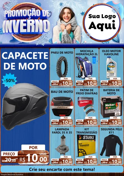 Modelo de Encarte para Encarte A4 Vertical com o tema Promoção de Inverno para Moto peças