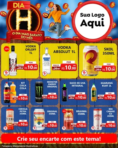 Modelo de Rede Social para Feed Instagram com o tema Dia H - O Dia Mais Barato Do Mês para Distribuidora de bebidas