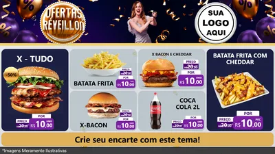 Modelo de TV para TV Horizontal com o tema Ofertas de Réveillon para Hamburgueria