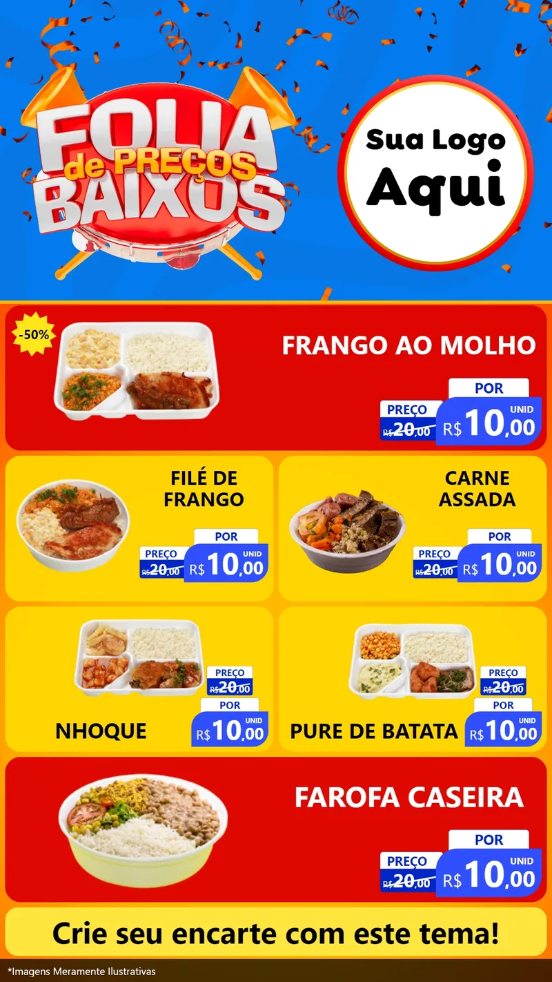 Modelo de TV para TV Vertical com o tema Folia de Preços Baixos para Restaurante