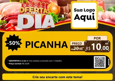 Modelo de Cartaz para Cartaz A4 Horizontal com o tema Ofertas do Dia para Açougue