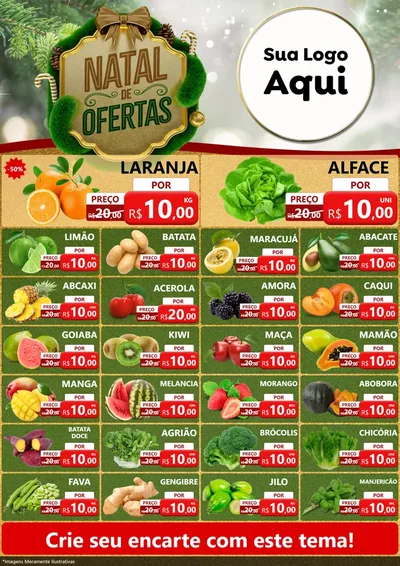 Modelo de Encarte para Encarte A4 Vertical com o tema Ofertas de Natal para Hortifrúti