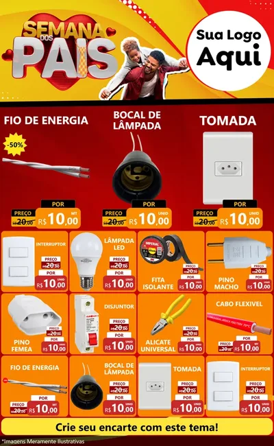 Modelo de Encarte para Encarte Grande com o tema Semana Dos Pais para Materiais Elétricos