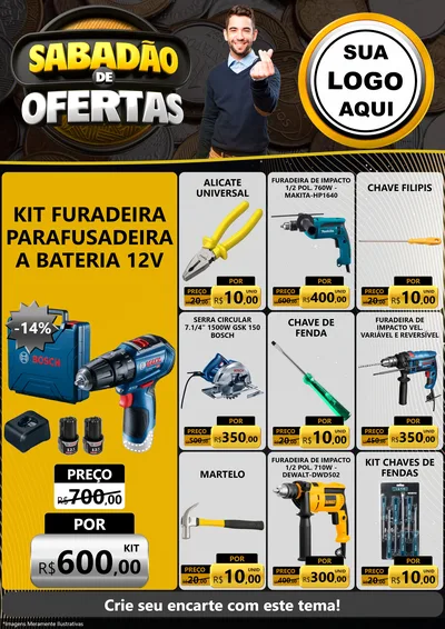 Modelo de Encarte para Encarte A4 Vertical com o tema Sabadão de Ofertas para Maquinas e Ferramentas