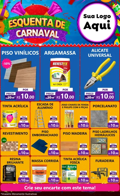 Modelo de Encarte para Encarte Grande com o tema Esquenta de Carnaval para Material para Construção