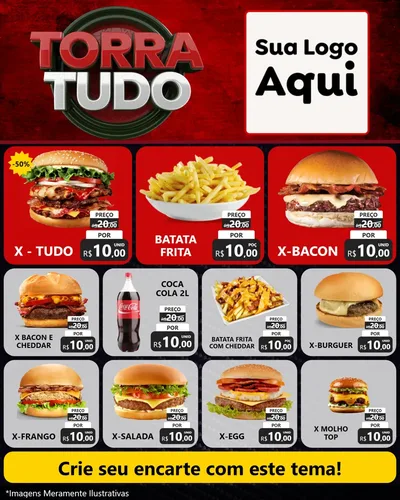 Modelo de Rede Social para Feed Instagram com o tema Torra Tudo para Hamburgueria