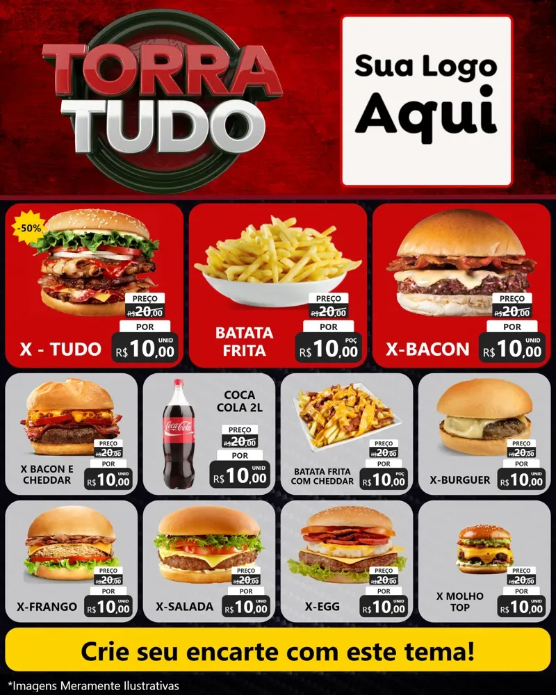 Modelo de Rede Social para Feed Instagram com o tema Torra Tudo para Hamburgueria