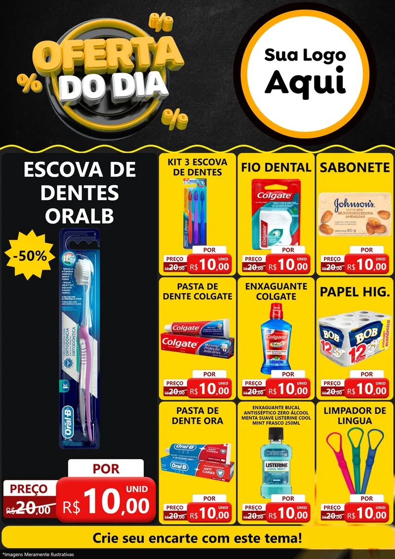 Modelo de Encarte para Encarte A4 Vertical com o tema Oferta Do Dia para Higiene Pessoal