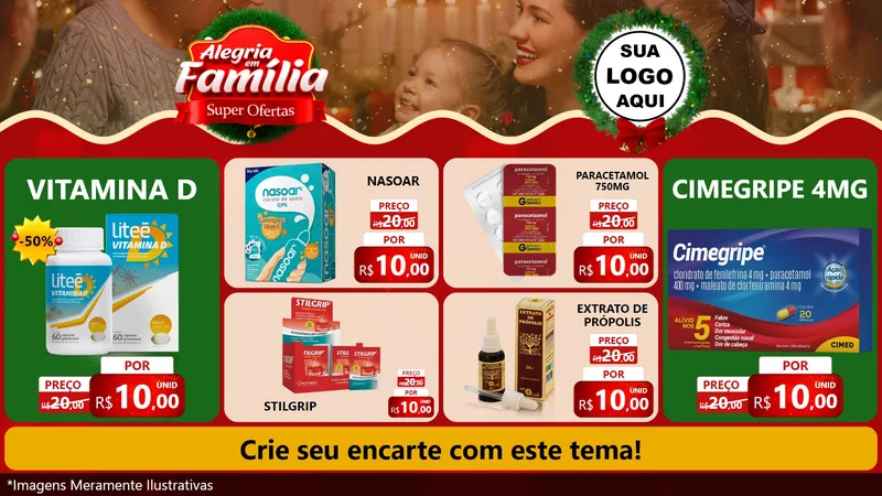Modelo de TV para TV Horizontal com o tema Alegria Em Família - Super Ofertas para Farmácia