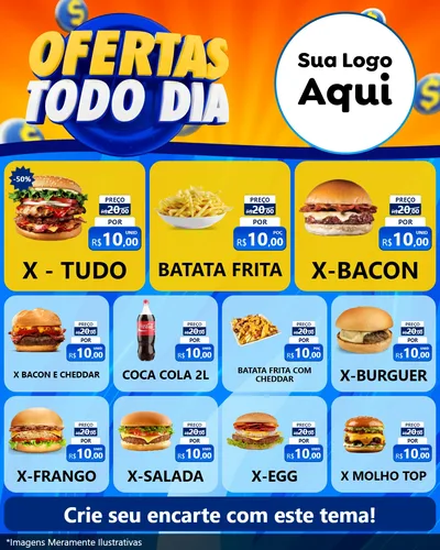 Modelo de Rede Social para Feed Instagram com o tema Ofertas Todo Dia para Hamburgueria