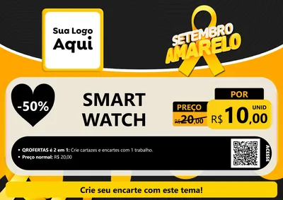 Modelo de Cartaz para Cartaz A4 Horizontal com o tema Setembro Amarelo para Informática