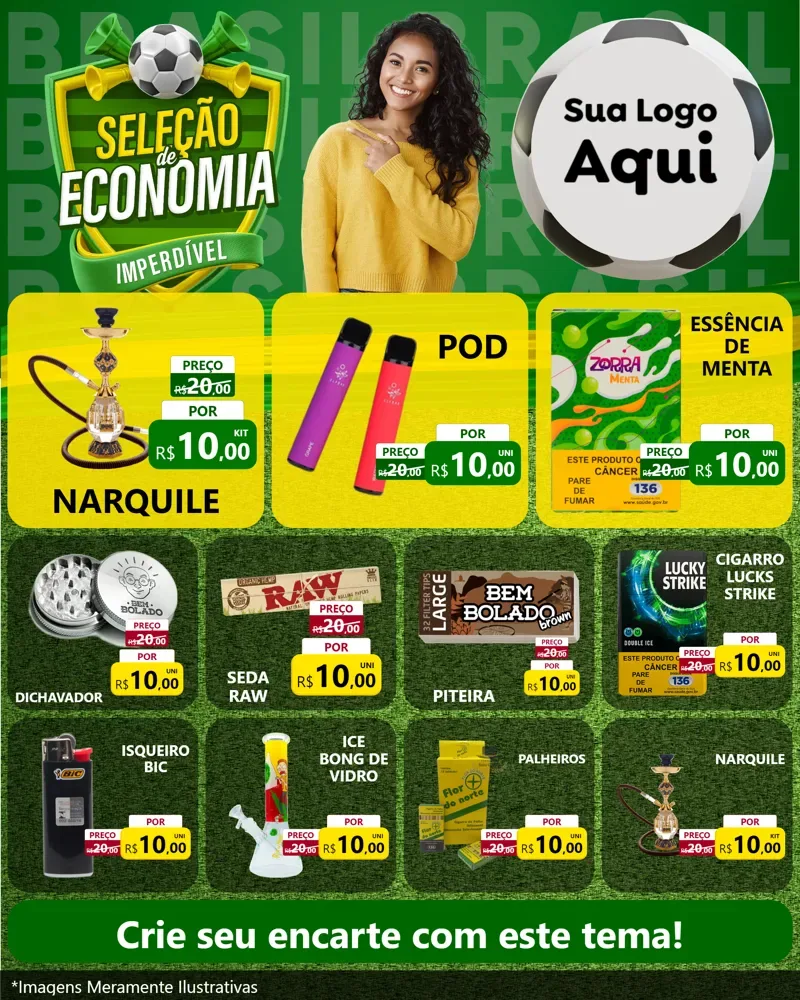 Modelo de Rede Social para Feed Instagram com o tema Seleção de Economia - Copa para Tabacaria